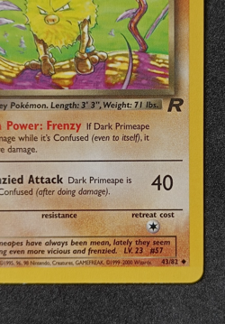 Pokemon TCG Dark Primeape 43/82 - 1st Edition Team Rocket Uncommon Card NM - Image 5