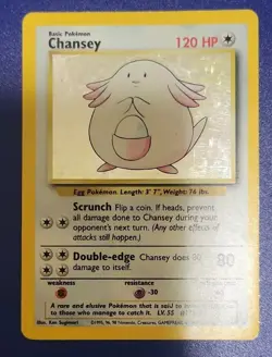 Pokemon TCG Chansey 003/102 Base Set Holo Rare 120 HP EN 1999 Sugimori - Image 1