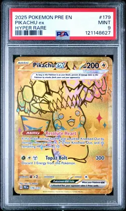 2025 POKEMON PRE EN-PRISMATIC EVOLUTIONS HYPER RARE #179 PIKACHU EX PSA 9 - Image 1