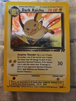 Vintage Pokemon TCG Dark Raichu 83/82 Team Rocket Holo Rare Card LP - Image 3