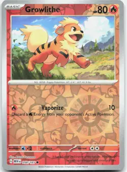Growlithe 058/165 Common 151 Pokemon Reverse Holo Near Mint - Image 1