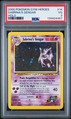Sabrina'S Gengar Pokemon Gym Heroes 14 Pokemon TCG PSA 3 - Image 1