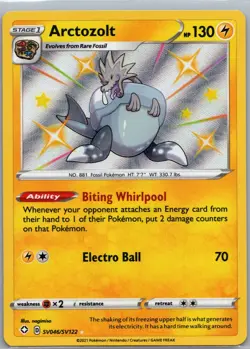 Pokemon TCG Arctozolt SV046/SV122 Shining Fates Baby Shiny Holo Rare Near Mint - Image 1