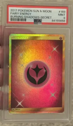 2017 Pokemon Sun & Moon Burning Shadows Secret #169 Fairy Energy PSA 9 Mint - Image 1