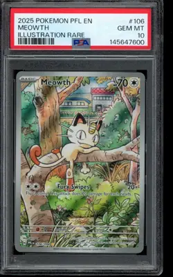 2025 Meowth #106 106/094 Pokemon Phantasmal Flames PSA 10 - Image 1