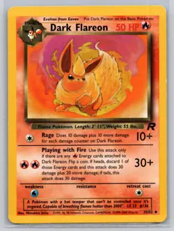 Dark Flareon 35/82 Uncommon Team Rocket Pokemon Unlimited Near Mint - Image 1