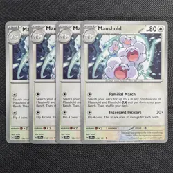 4x Maushold | Surging Sparks | 158/191 NM | Uncommon | Pokemon TCG Playset - Image 1