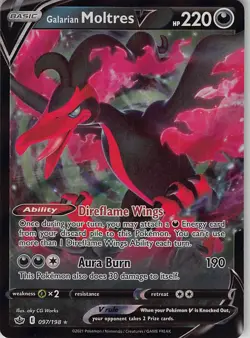 Galarian Moltres V 097/198 Holo V Rare Chilling Reign Pokemon Near Mint - Image 1