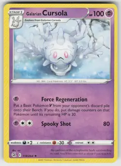 GGC-4 Galarian Cursola 118/264 Rare SWSH08: Fusion Strike - Image 1