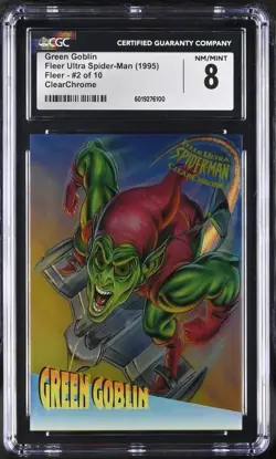 1995 Fleer Ultra Spider-Man Premiere Clearchrome Green Goblin #2 of 10 CGC 8 - Image 1