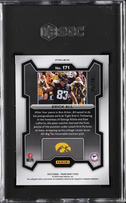 2024 PANINI PRIZM DRAFT PICKS GOLD PRIZM #171 ERICK ALL #/10 SGC 9.5 - Image 2
