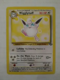 VINTAGE WIGGLYTUFF POKEMON TRADING CARD 32/64 JUNGLE SET - EVOLVES JIGGLYPUFF - Image 1