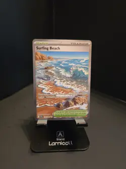 Surfing Beach 114/086 Me04: Chaos Rising Holo Full Art Rare Trainer Pokemon Card - Image 1