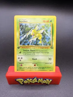 Scyther 26/64 1st Edition Pokemon card Non-Holo 1995 Pokemon Rare LP - Image 1