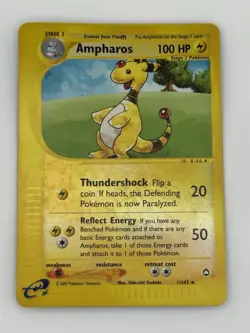 2003 Vintage Pokemon TCG Ampharos 1/147 Reverse Holo Rare Aquapolis E-Reader - Image 1