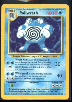 Pokemon Poliwrath 13/102 Holo 1999-2000 4th Print Base Set - Image 1