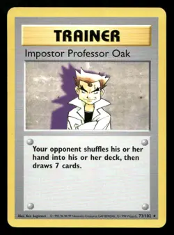 Impostor Professor Oak 73/102 Base Set Shadowless Unlimited NM/M Pokemon - Image 1