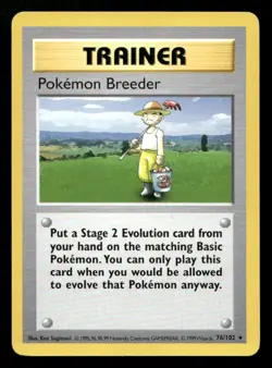 Pokemon Breeder 76/102 Base Set Shadowless Unlimited NM/M Pokemon - Image 1