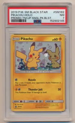 PSA 7 Pokemon Black Star Promo Pikachu #SM162 NM NEAR MINT Condition! - Image 1