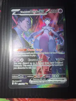 Pokemon TCG Team Rocket's Mewtwo EX 231/182 Destined Rivals SIR (DAMAGED) - Image 1