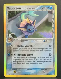 2005 Pokemon EX Delta Species VAPOREON Rev Holo Foil 18/113 MP - Image 1