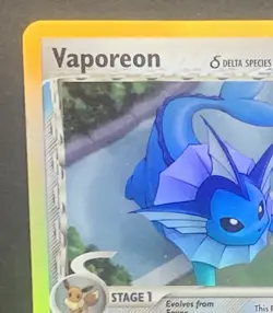 2005 Pokemon EX Delta Species VAPOREON Rev Holo Foil 18/113 MP - Image 3