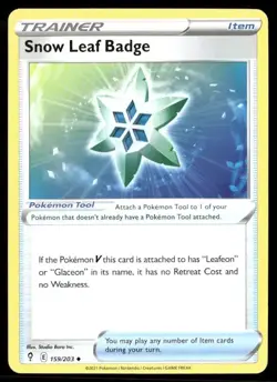 2021 Evolving Skies Set Pokemon Card 159 Snow Leaf Badge NM - Image 1