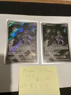 2x Pokemon Mewtwo 052 Sv: Scarlet & Violet Promo Holo Card Near Mint Condition - Image 1