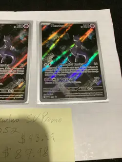 2x Pokemon Mewtwo 052 Sv: Scarlet & Violet Promo Holo Card Near Mint Condition - Image 2