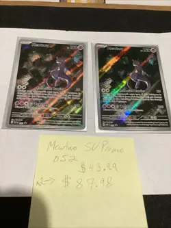 2x Pokemon Mewtwo 052 Sv: Scarlet & Violet Promo Holo Card Near Mint Condition - Image 3