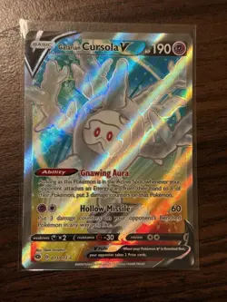 Pokemon Galarian Cursola V 71/73 Full Art Holo Ultra Rare Champions Path 2020 - Image 1