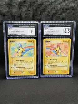 Minun 67/101 (9) & Plusle 69/101 (8.5) -Graded Sequential- Pokemon 2004 Non-Holo - Image 1