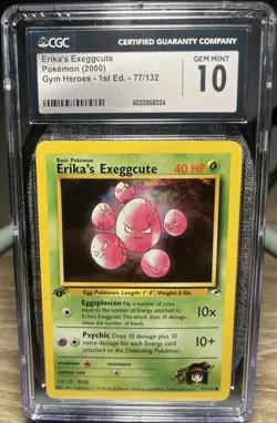 CGC 10 GEM MINT Pokemon Erika's Exeggcute 1st Edition 43/132 Gym Heroes - Image 1