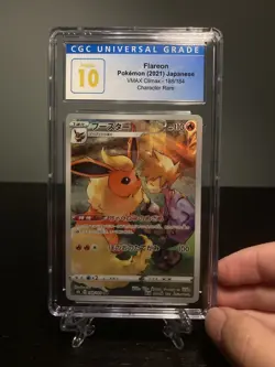CGC 10 PRISTINE Pokemon Flareon 188 CHR VMAX Climax Japanese Trainer Gallery - Image 1