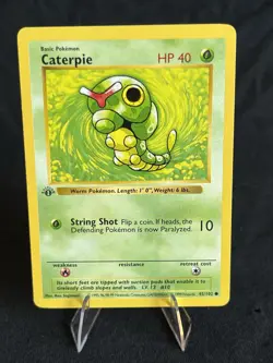 Caterpie 45/102 Common 1st Edition Shadowless Base Set LP Pokemon TCG - Image 1