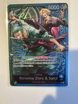 Bandai One Piece Card Game Roronoa Zoro & Sanji Leader Holo Eng ST12-001 - Image 1