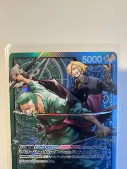 Bandai One Piece Card Game Roronoa Zoro & Sanji Leader Holo Eng ST12-001 - Image 2