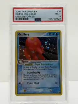 PSA 9 Octillery Holo 10/115 EX Unseen Forces 2005 Pokemon Card With Swirl 🌀 - Image 1