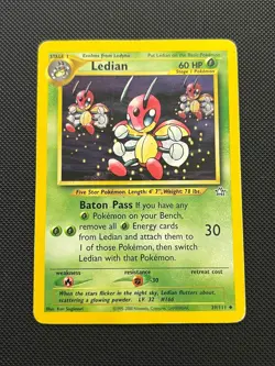 Ledian 39/111 Uncommon Neo Genesis Pokemon Unlimited Heavily Played - Image 1