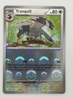 Tranquill (Poke Ball Pattern) 072/086 Holo Common Black Bolt Pokemon Near Mint - Image 1