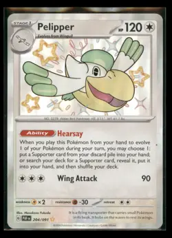 Pelipper 204/091 Shiny Rare Paldean Fates Pokemon Near Mint - Image 1