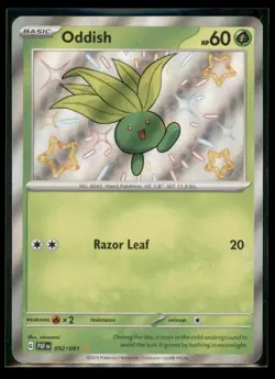 Oddish 092/091 Shiny Rare Paldean Fates Pokemon Holo Near Mint - Image 1