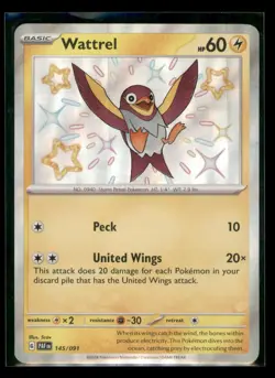 Wattrel 145/091 Shiny Rare Paldean Fates Pokemon Holo Near Mint - Image 1