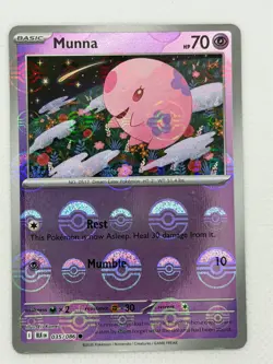 Munna (Poke Ball Pattern) 035/086 Holo Common Black Bolt Pokemon Near Mint - Image 1