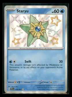 Staryu 118/091 Shiny Rare Paldean Fates Pokemon Holo Near Mint - Image 1