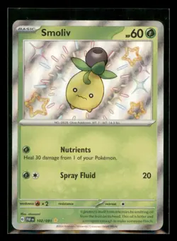 Smoliv 102/091 Shiny Rare Paldean Fates Pokemon Holo Near Mint - Image 1