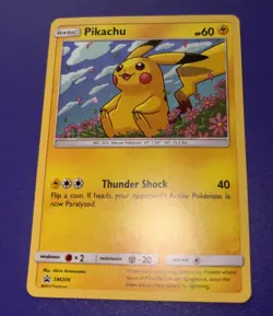 Pokemon TCG Pikachu Sm Promo Sm206 Holo Card light play bubble on back Promo - Image 1