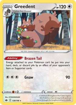 Greedent 128/198 Rare Holo | Chilling Reign | Pokemon Card - Image 1