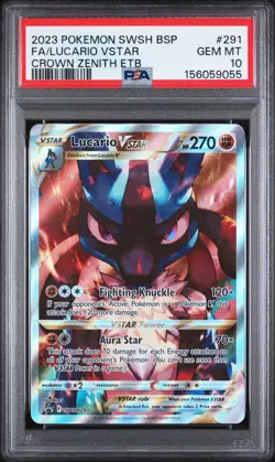 2023 POKEMON SWSH BLACK STAR PROMO #291 FULL ART/LUCARIO VSTAR PSA 10 - Image 1