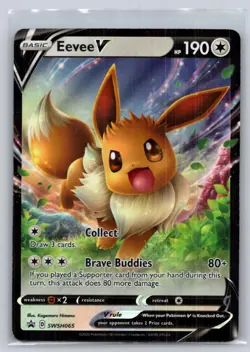 Eevee V SWSH065 Holo Promo Sword & Shield Promo Pokemon Holo Near Mint - Image 1